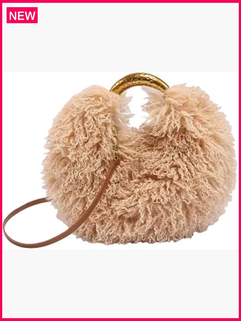 Faux Fur Crossbody Hobo Bag Fluffy Shaggy Shoulder Purse Women